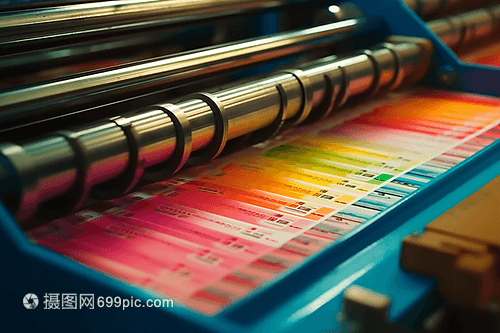 印刷廠的印刷設備特寫攝影圖